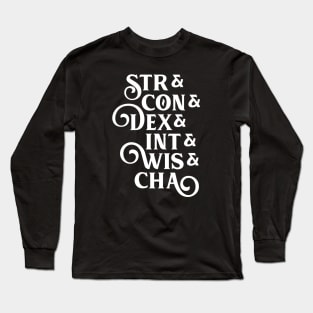 Roleplaying Stats Minimalist Tabletop RPG Long Sleeve T-Shirt